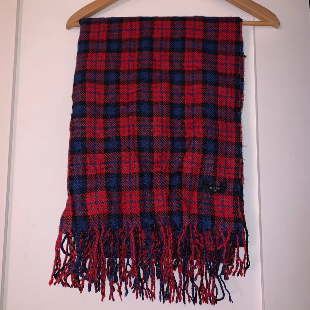 Red and blue flannel blanket scarf